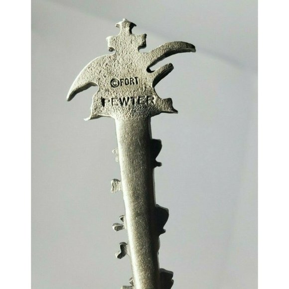 Fort Busch Gardens Williamsburg VA Eagle Embossed Pewter Mini Spoon | Vintage - Picture 9 of 12